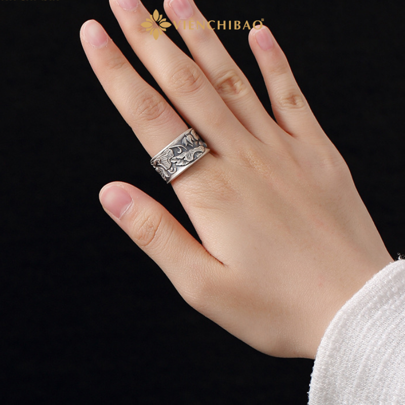 Nhẫn bạc nữ liên hoa thủy chi