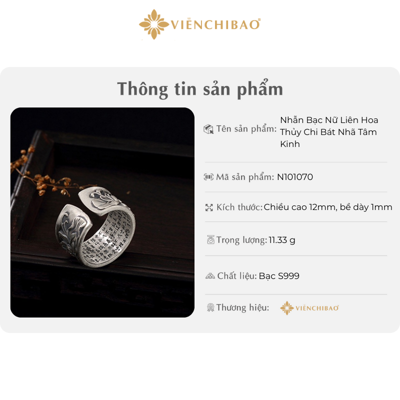 Nhẫn bạc nữ liên hoa thủy chi