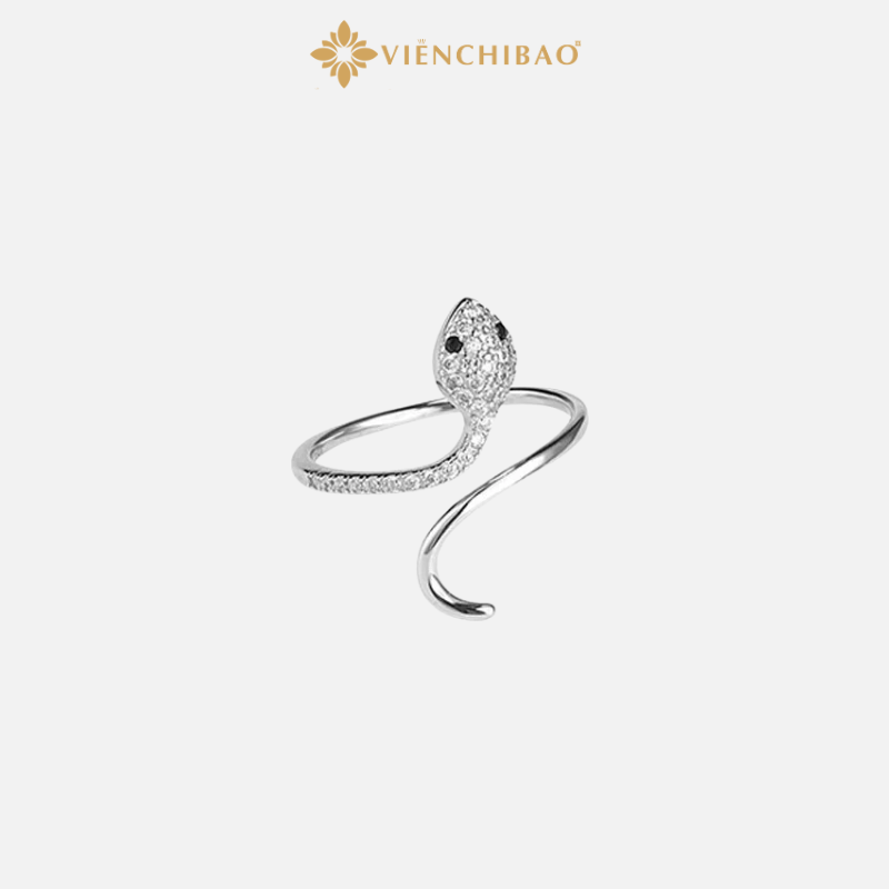 Nhẫn bạc nữ rắn nạm kim cương - VIỄN CHÍ BẢO