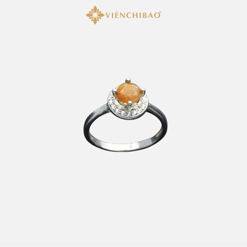 Nhẫn bạc nữ thạch anh tóc nâu