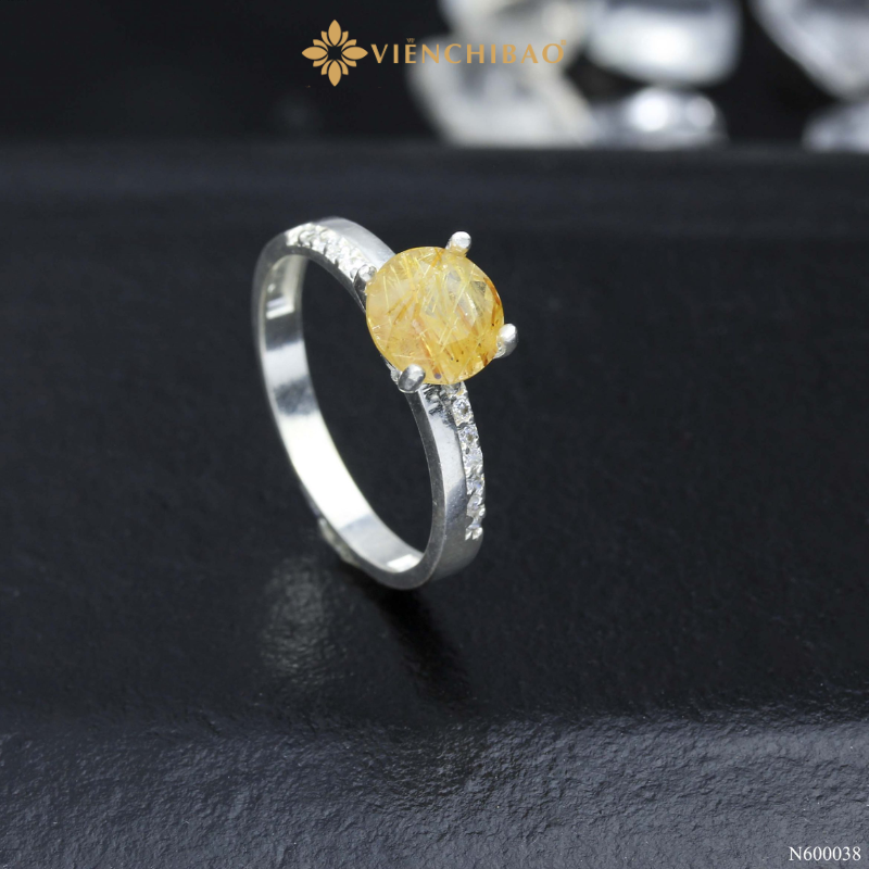 Nhẫn bạc nữ thạch anh vàng
