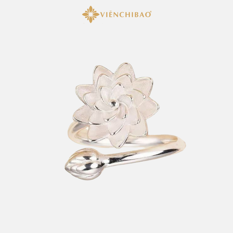 NHẪN BẠC NỮ HOA SEN (XOAY 360 ĐỘ) VIỄN CHÍ BẢO