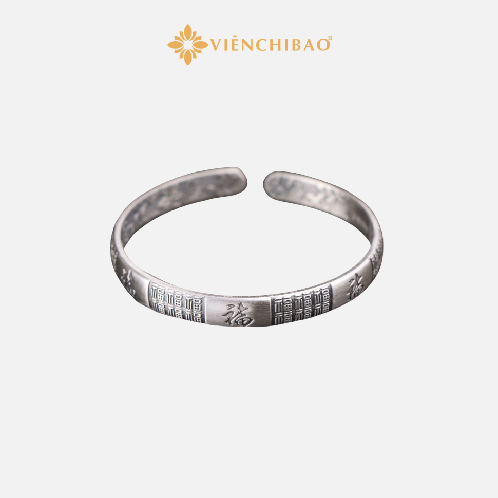 VÒNG TAY CHỮ PHÚC BẠC THÁI NAM - VIỄN CHÍ BẢO - L100706