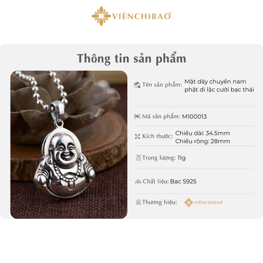 Mặt dây chuyền nam phật di lặc cười bạc thái