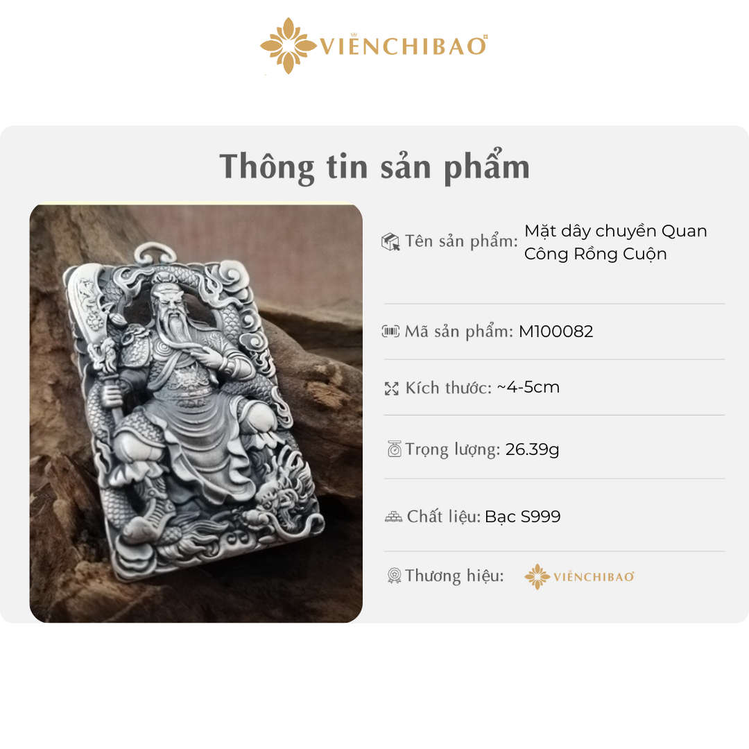 Mặt dây chuyền quan công rồng cuộn