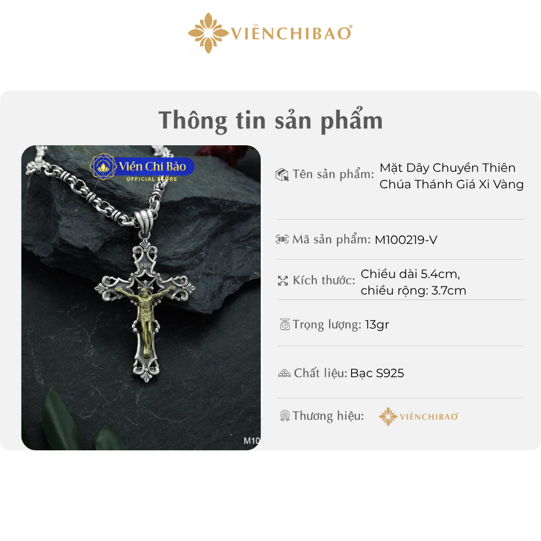 Mặt dây chuyền thiên chúa thánh giá xi vàng