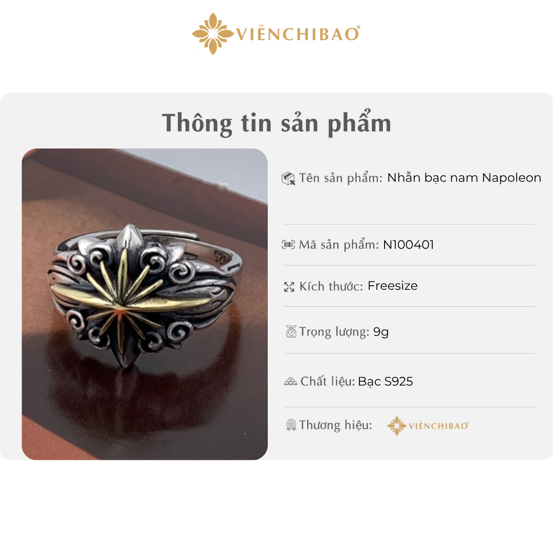 Thông tin sản phẩm nhẫn bạc nam napoleon
