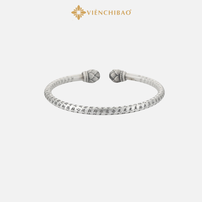 Vòng Tay Bạc Nữ Liên Hoa Bát Nhã Tâm Kinh - Bạc Thái S999 Viễn Chí Bảo