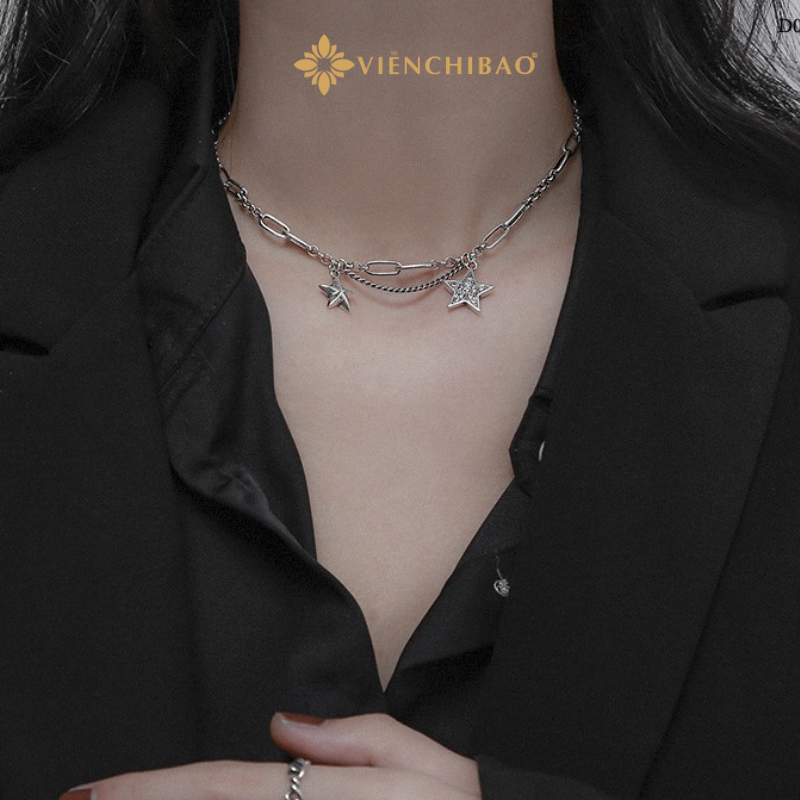 Vòng cổ choker bạc nữ