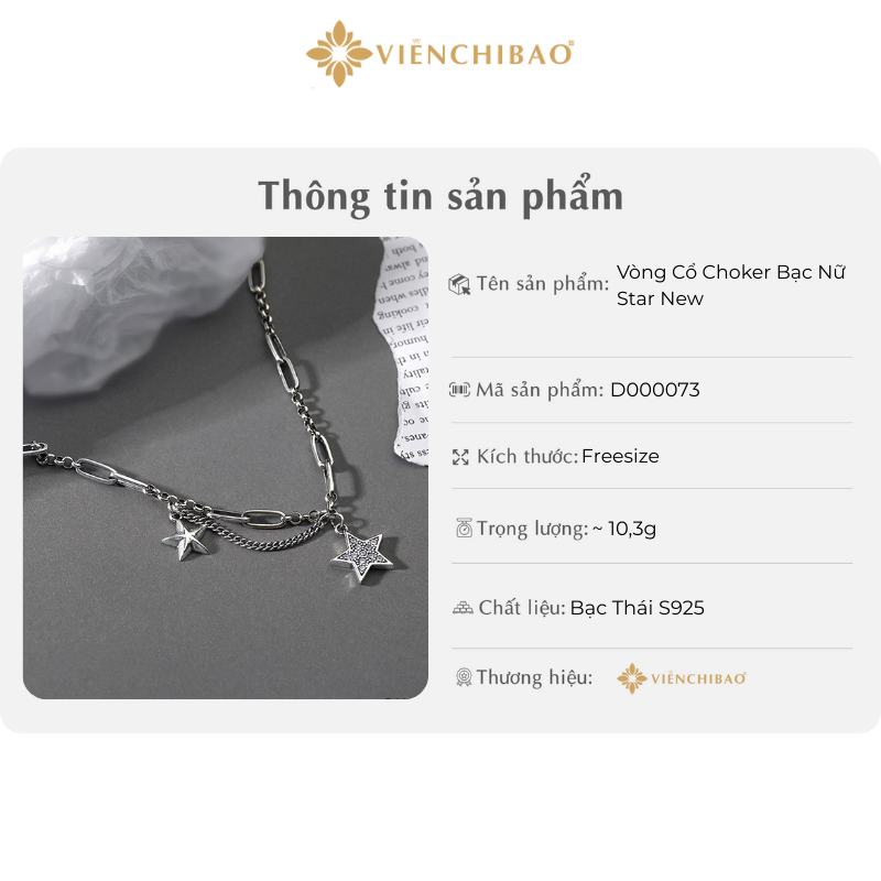Vòng cổ choker bạc nữ