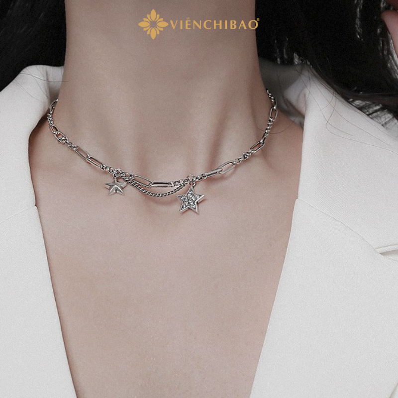 Vòng cổ choker bạc nữ