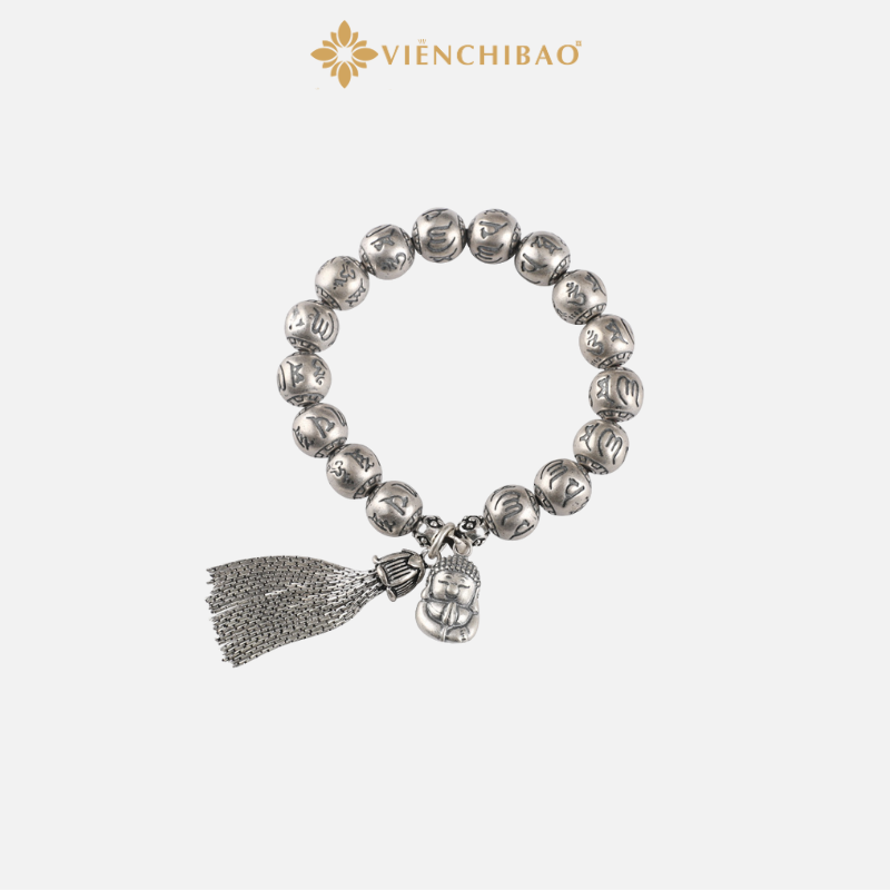 Vòng Tay Lục Tự Thần Chú Charm Tua Rua - 10mm Viễn Chí Bảo