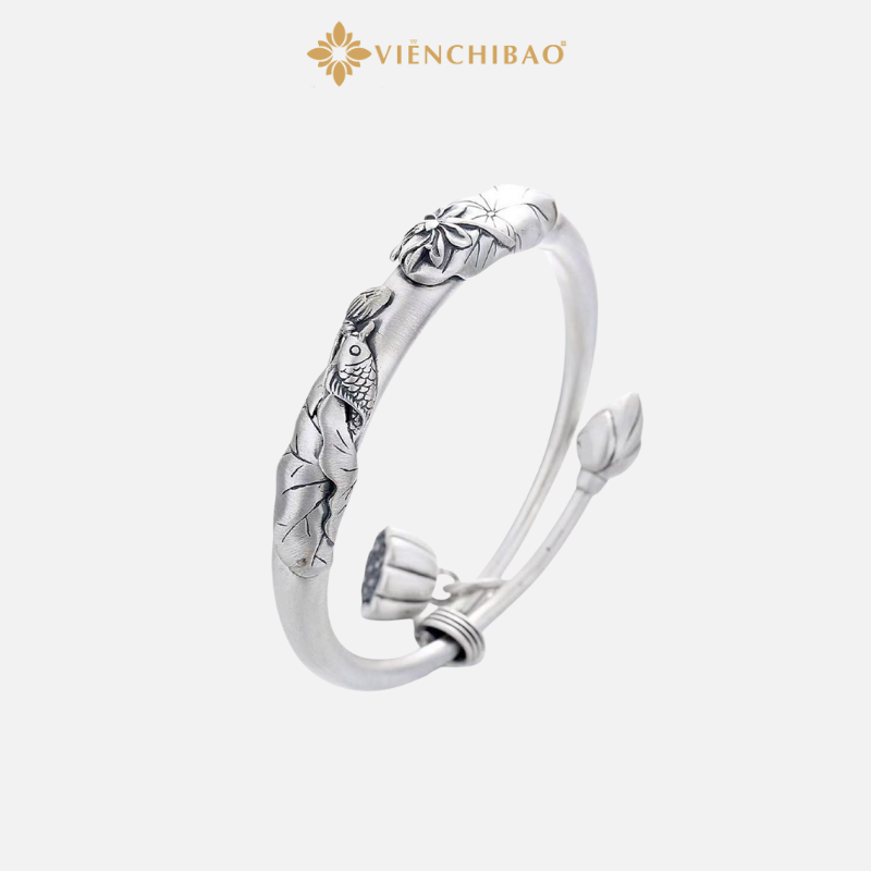 LẮC TAY ĐÀI SEN CÁ CHÉP MIX CHARM - BẠC THÁI S990 VIỄN CHÍ BẢO