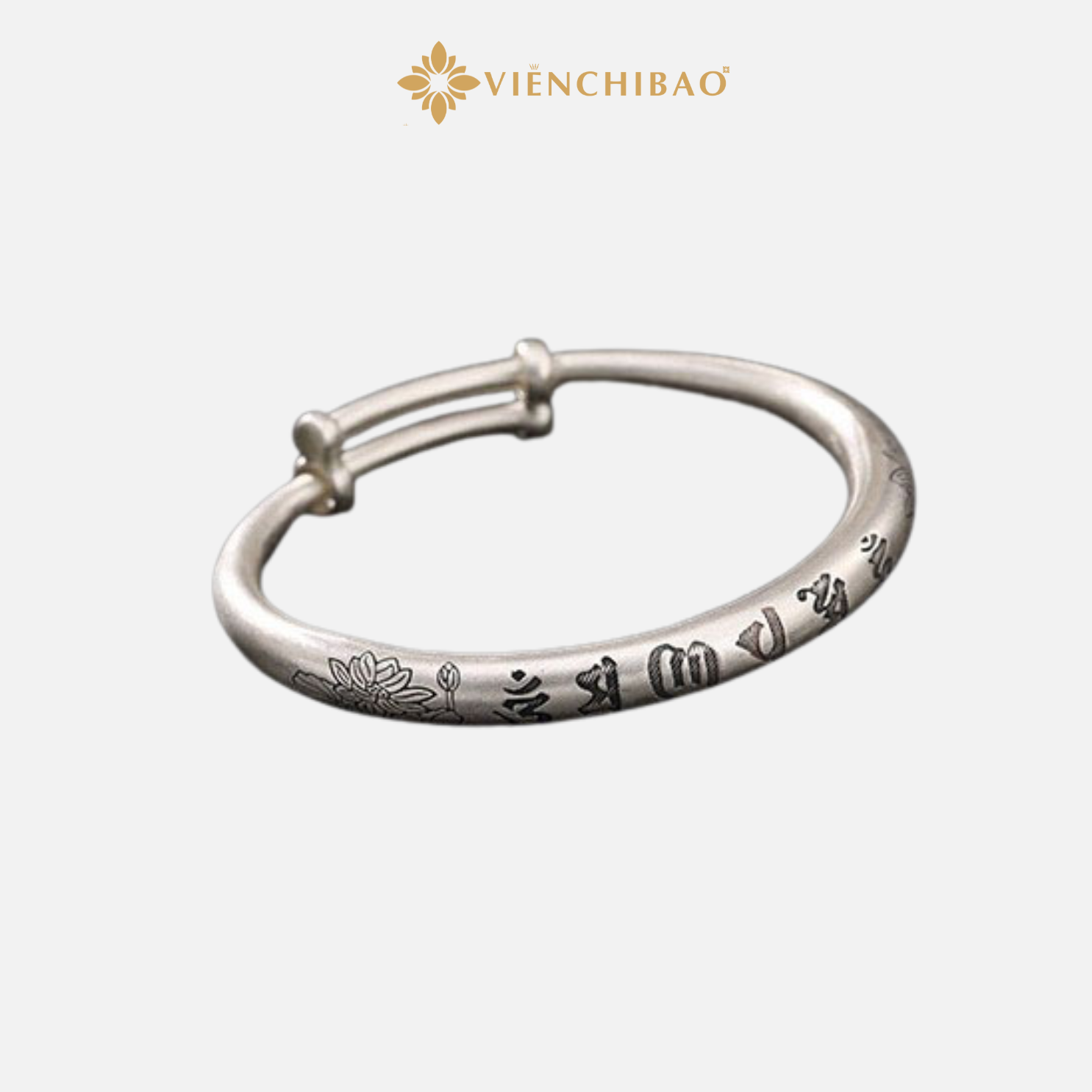 Kiềng Tay Lục Tự Hoa Sen - Bạc Thái S925