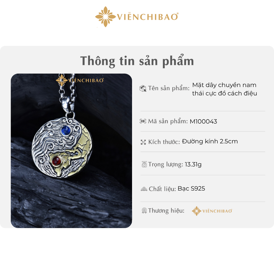 Mặt dây chuyền nam thái cực đồ cách điệu