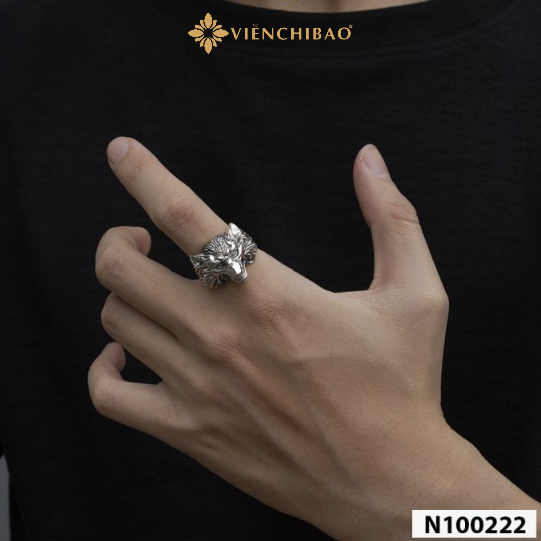 Nhẫn bạc thái nam sói bạc cá tính