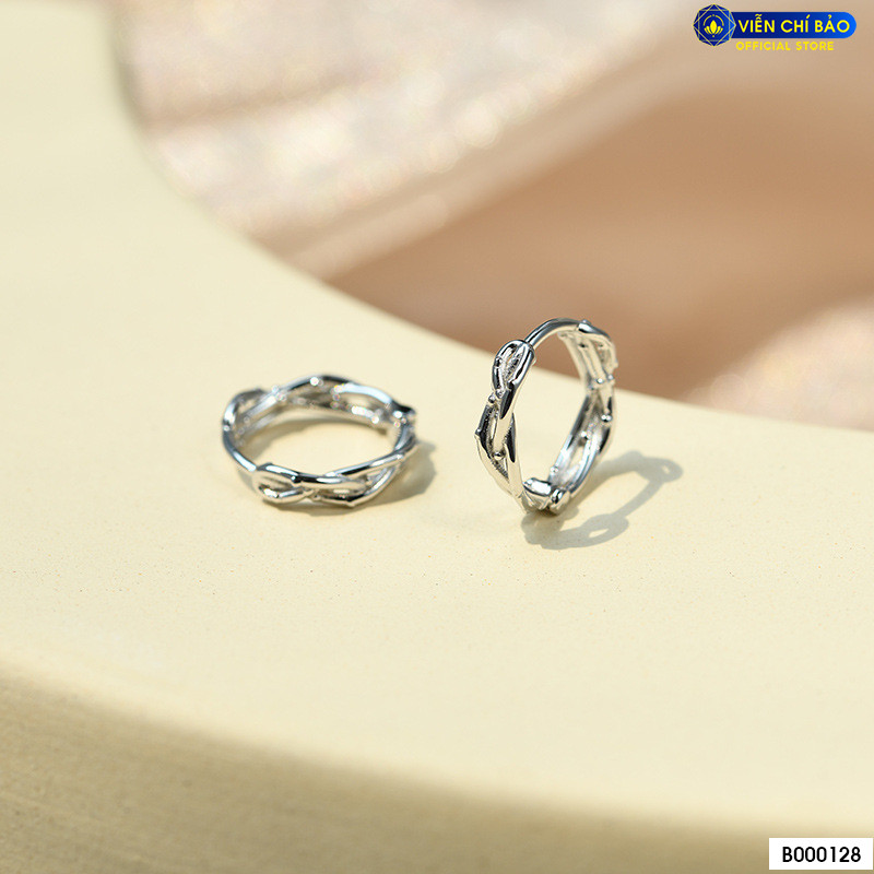 Bông tai tròn chéo bạc nữ - viễn chí bảo