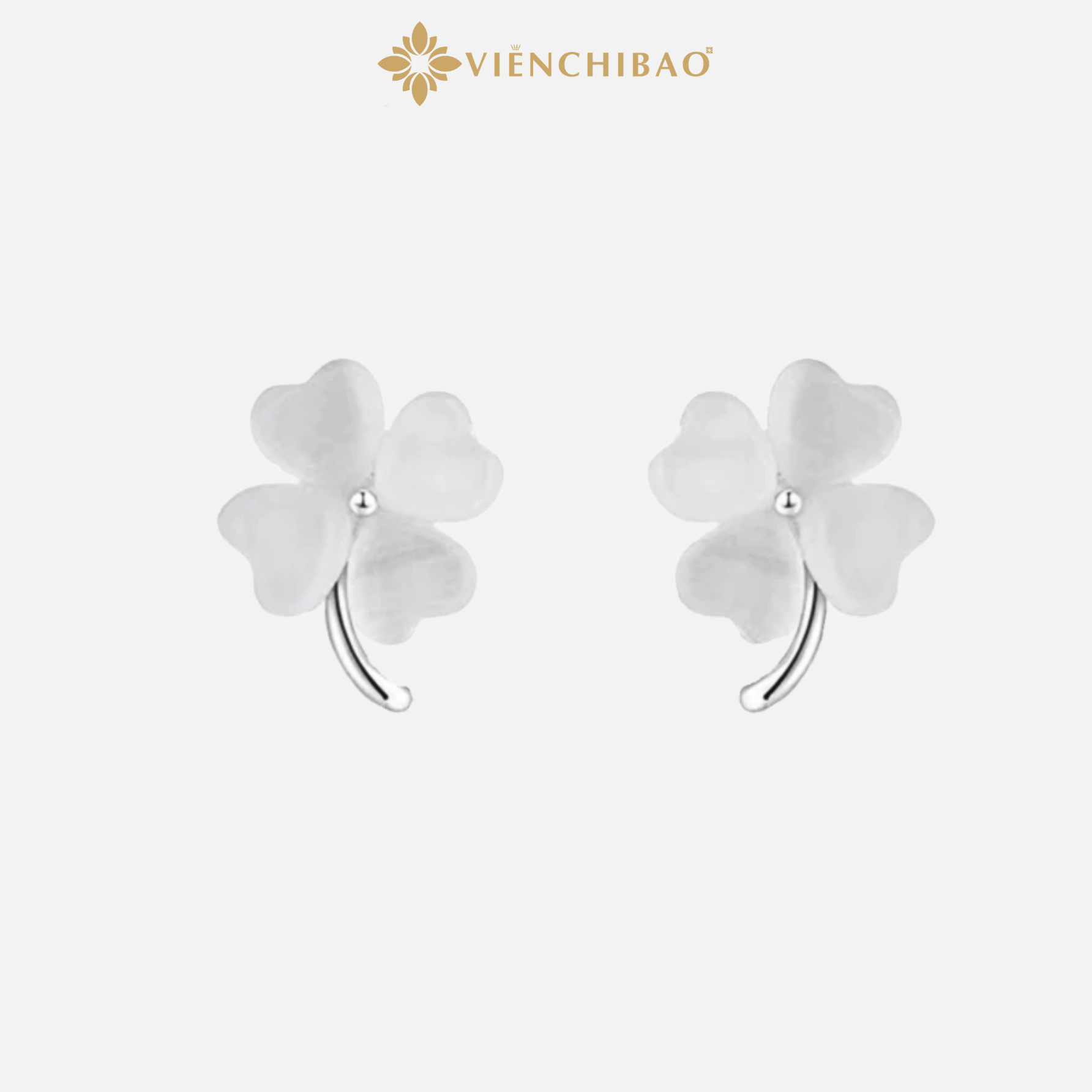 BÔNG TAI CỎ 4 LÁ MẮT MÈO S925 - VIỄN CHÍ BẢO -  B400033