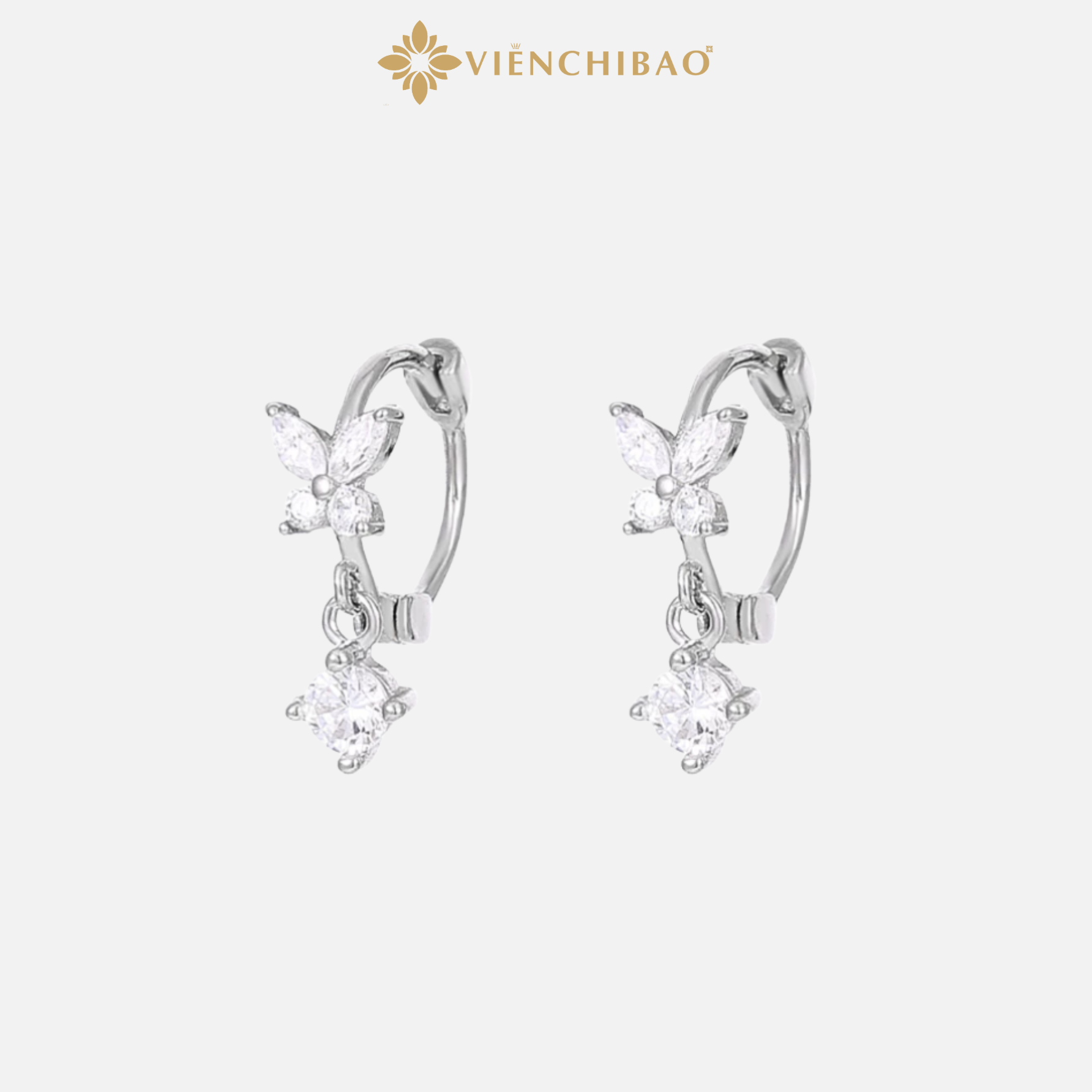 Bông tai hồ điệp đính đá