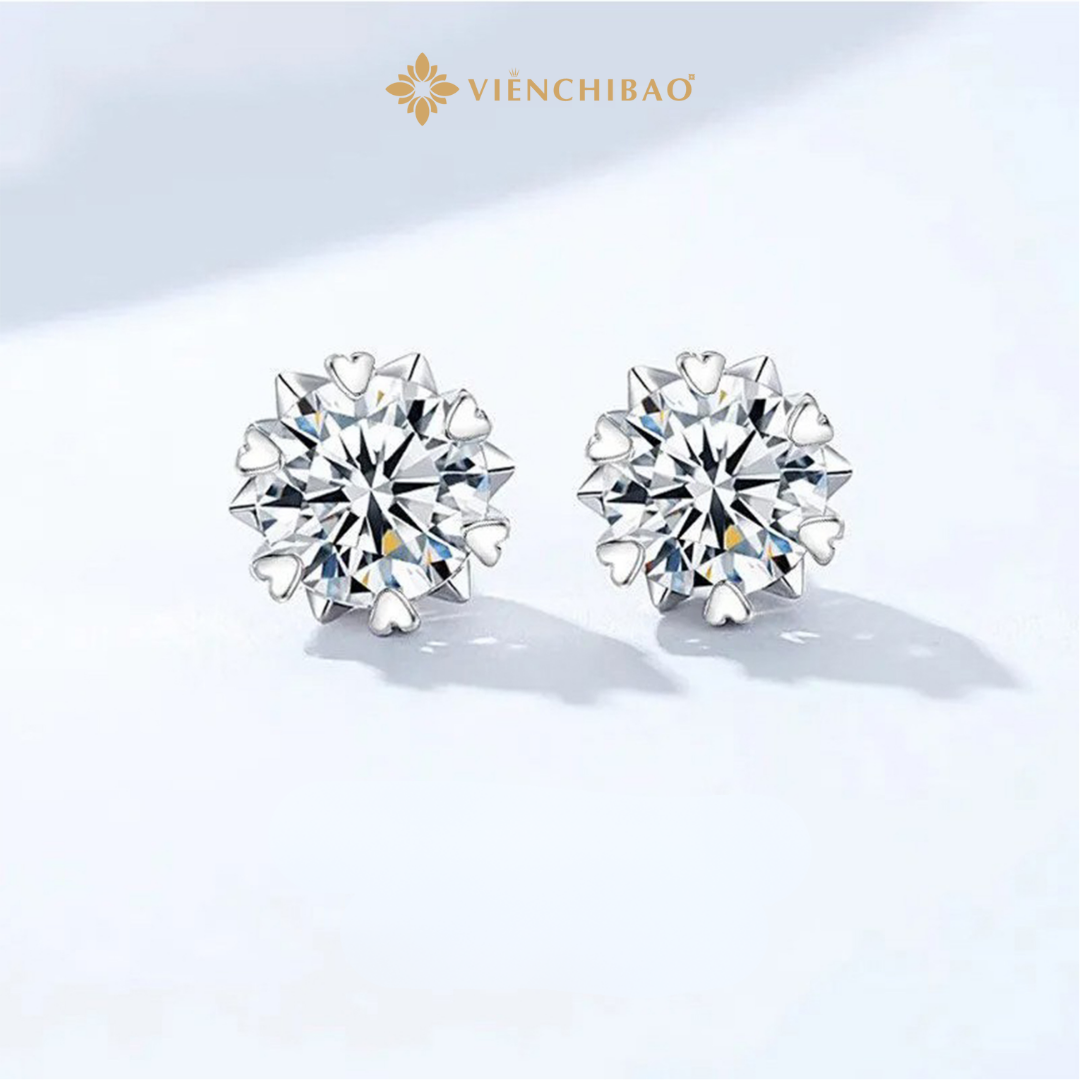 Bông Tai Bông Tuyết Moissanite