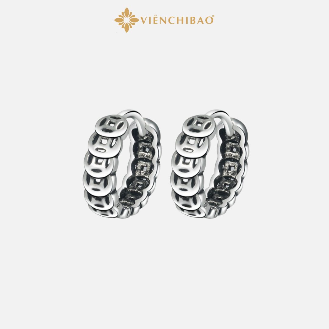 Bông Tai Bạc Nữ Kim Tiền - Bạc S925 - Viễn Chí Bảo