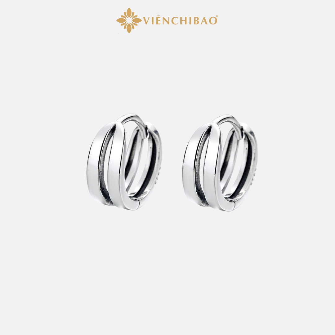 BÔNG TAI NỮ TRÒN RỖNG BẠC THÁI 925 – VIỄN CHÍ BẢO B400161