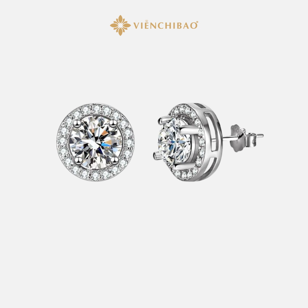 Bông Tai Tròn Moissanite 5li - Viễn Chí Bảo | B000355