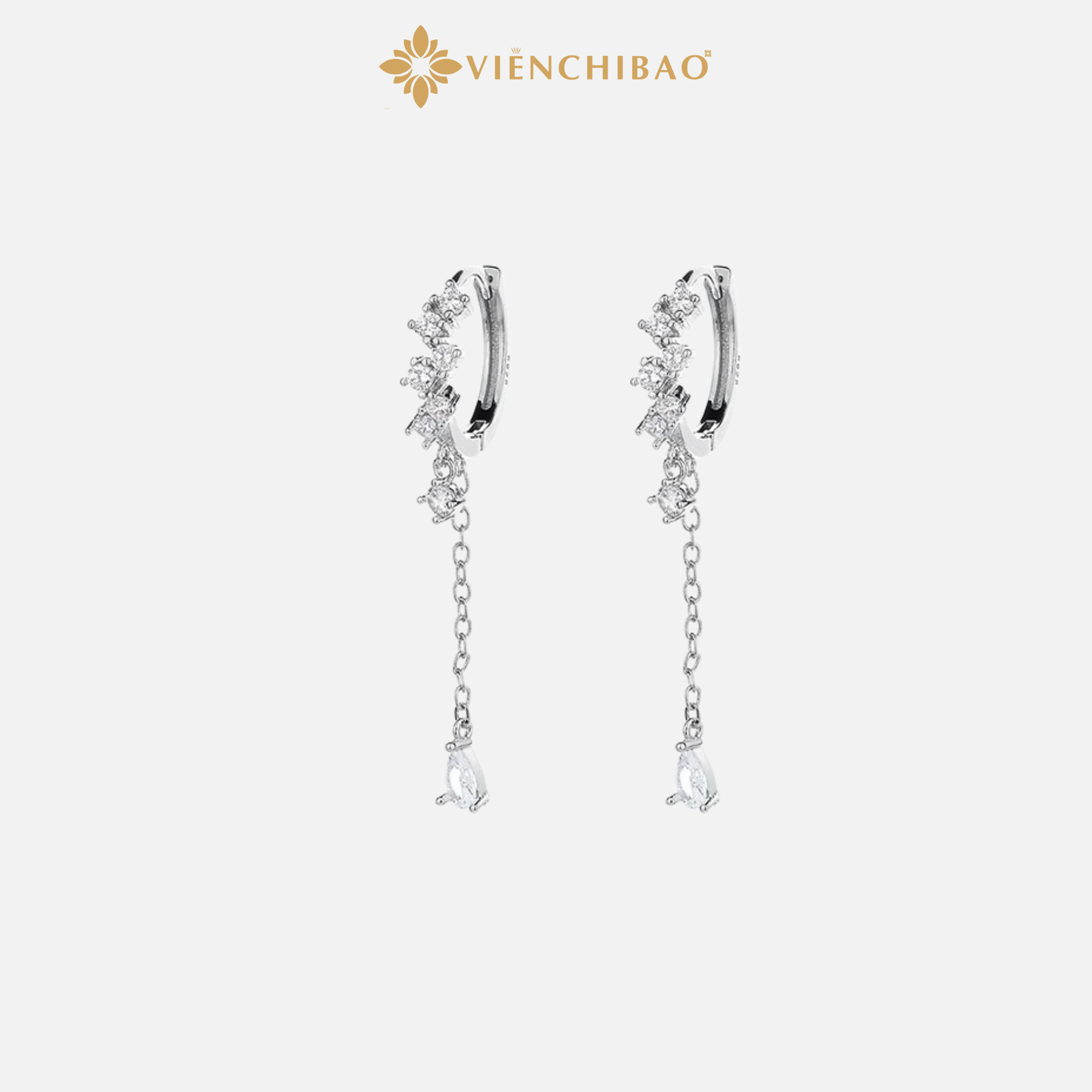 Bông tai đính đá tua dài