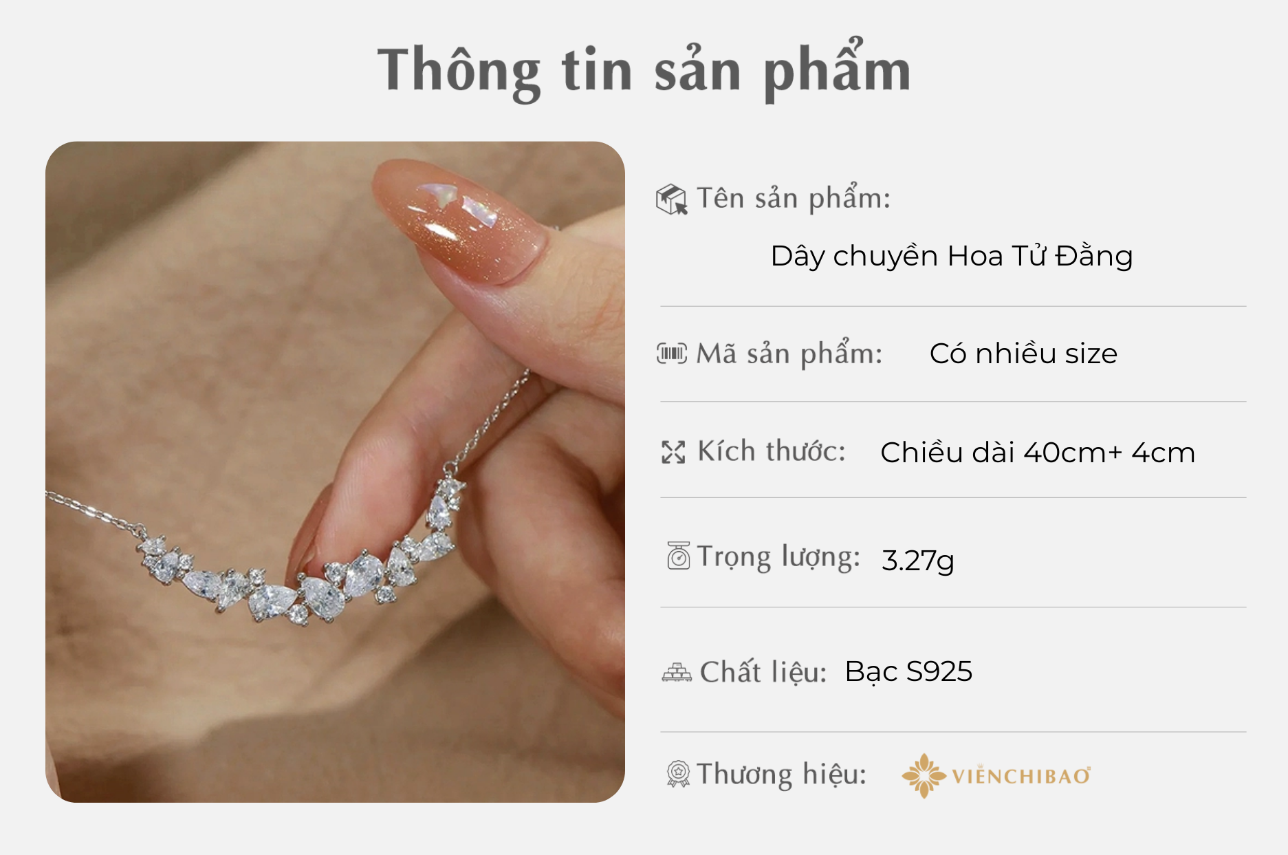 Chi tiết Dây Chuyền Hoa Tử Đằng