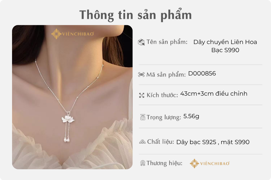 Dây chuyền Liên Hoa Bạc S990 