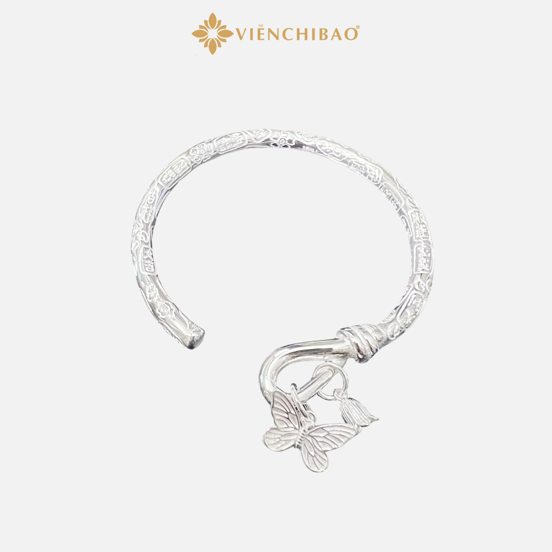 Kiềng tay hở mix charm bướm S999 - Viễn Chí Bảo - K400010