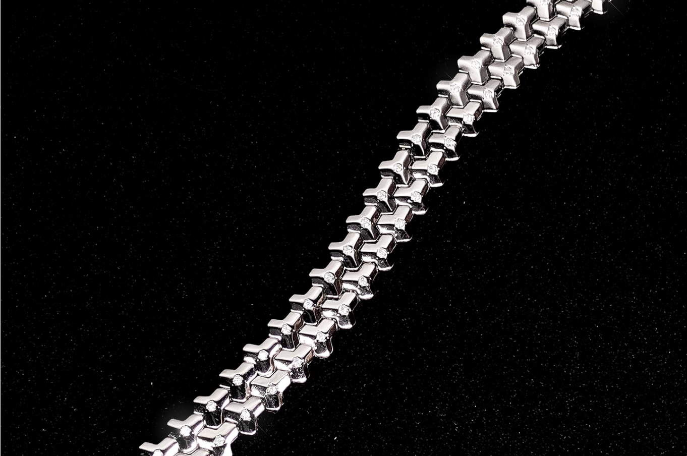 Lắc tay bạc áo giáp 2 hàng đá (2)