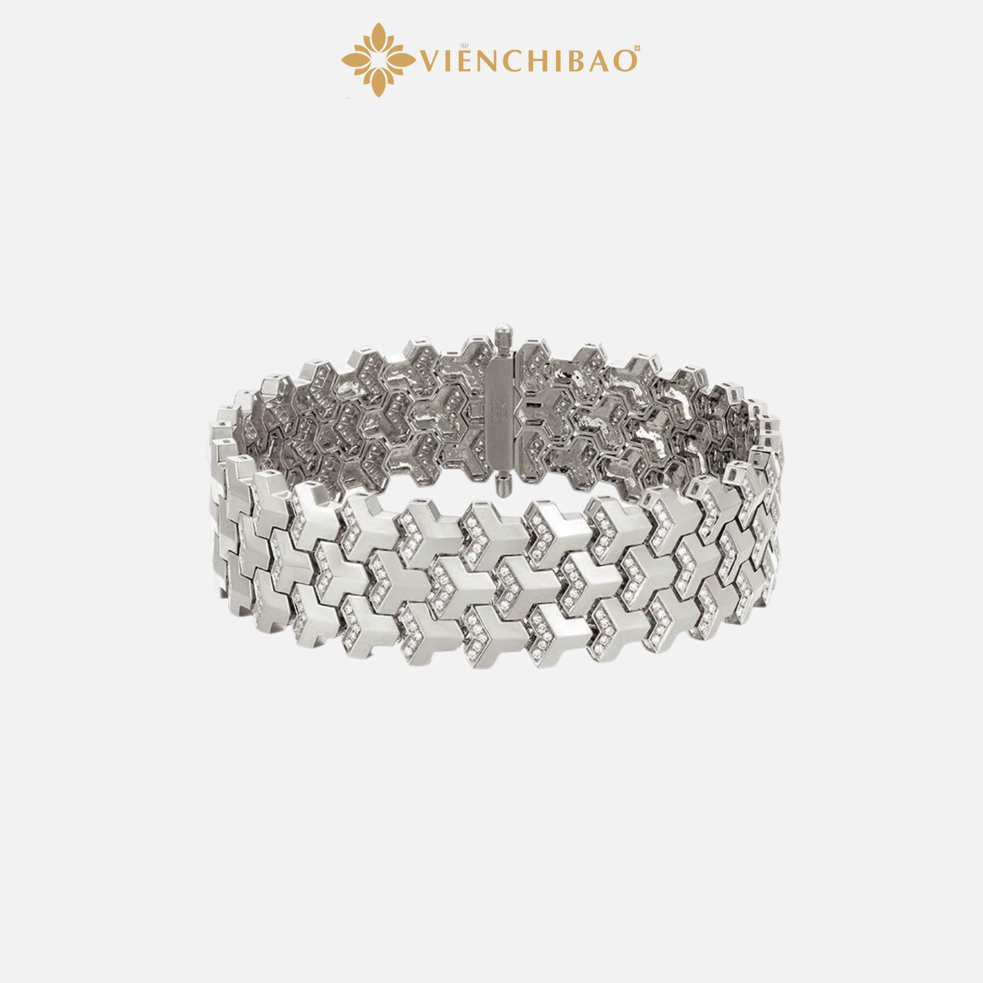 LẮC TAY BẠC ÁO GIÁP 3 HÀNG ĐÁ - VIỄN CHÍ BẢO - L300109