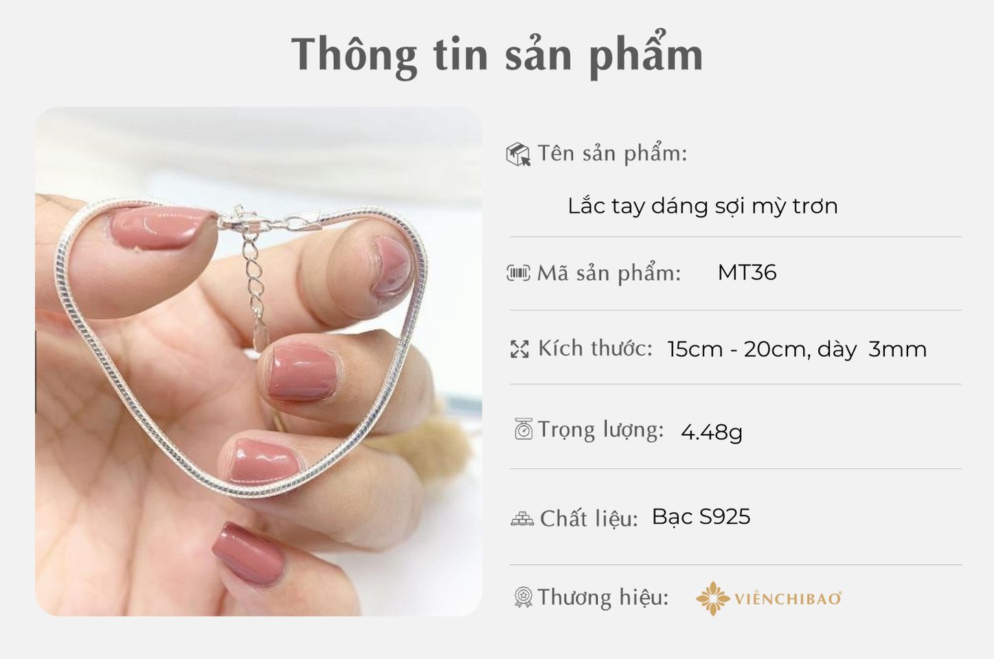 Lắc tay dáng sợi mỳ trơn