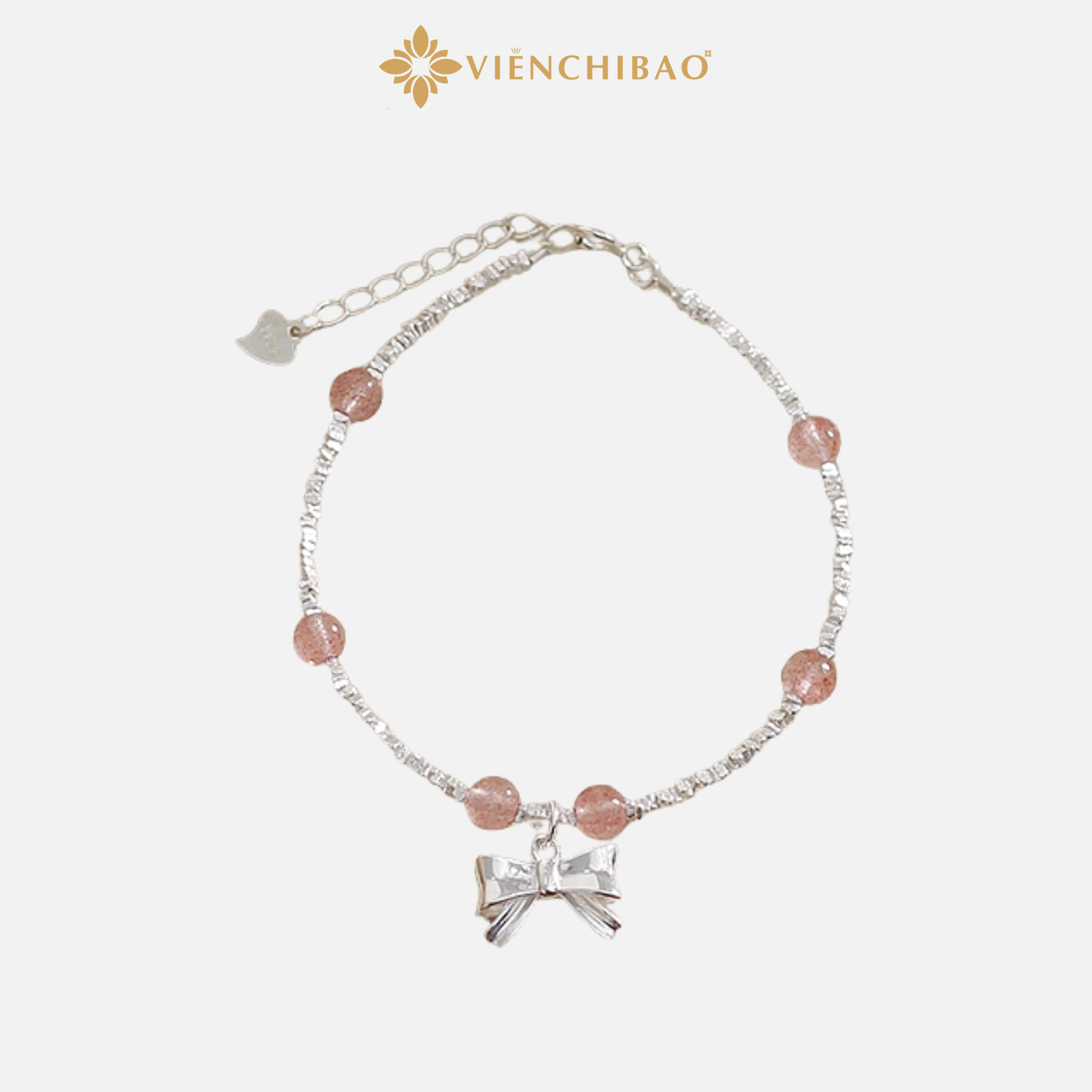 Lắc tay pha lê dâu tây nơ