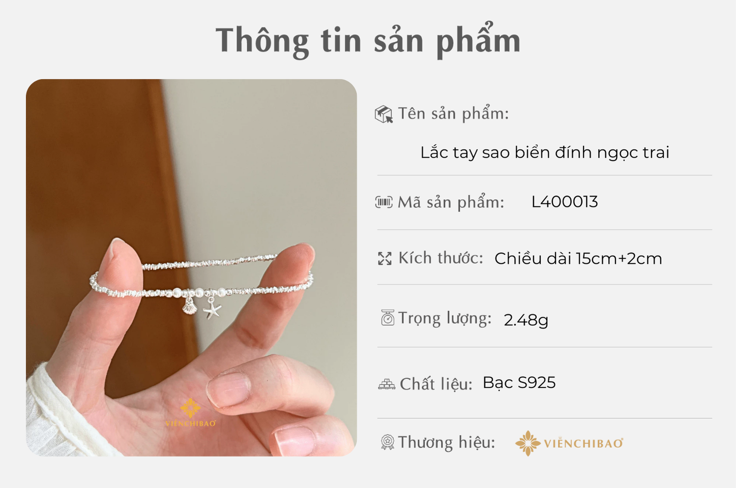 Lắc tay sao biển đính ngọc trai