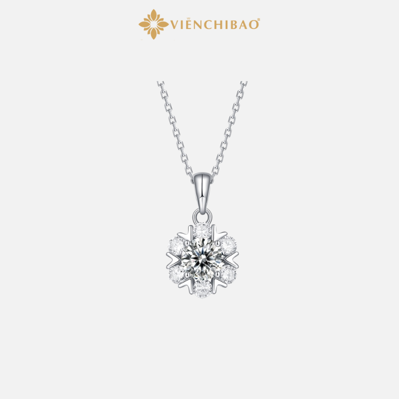 Dây chuyền hình bông tuyết moissanite 5li - Viễn Chí Bảo - D400535