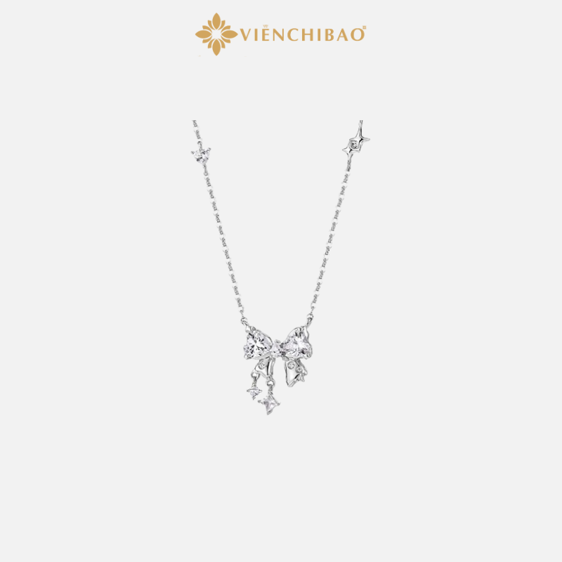 DÂY CHUYỀN NƠ ĐÍNH ĐÁ CZ - VIỄN CHÍ BẢO - D401020