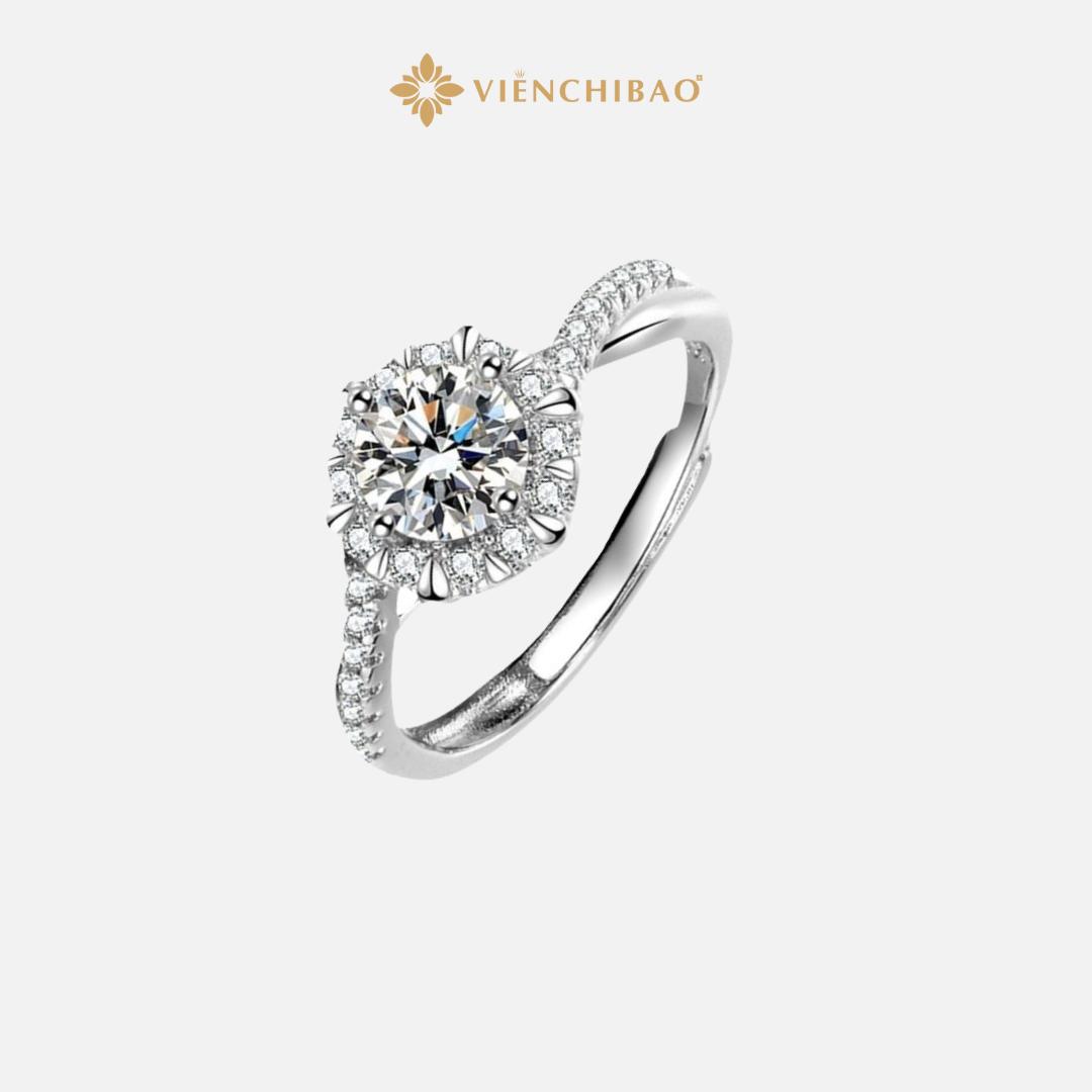 Nhẫn Bạc Nữ Đính Đá Moissanite 6li - Viễn Chí Bảo | N000903