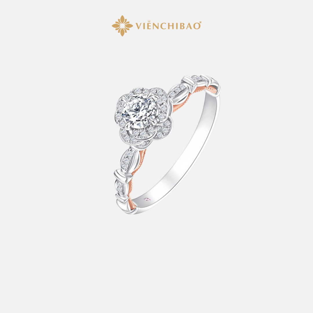 Nhẫn Đóa Hoa Moissanite Bạc Ý