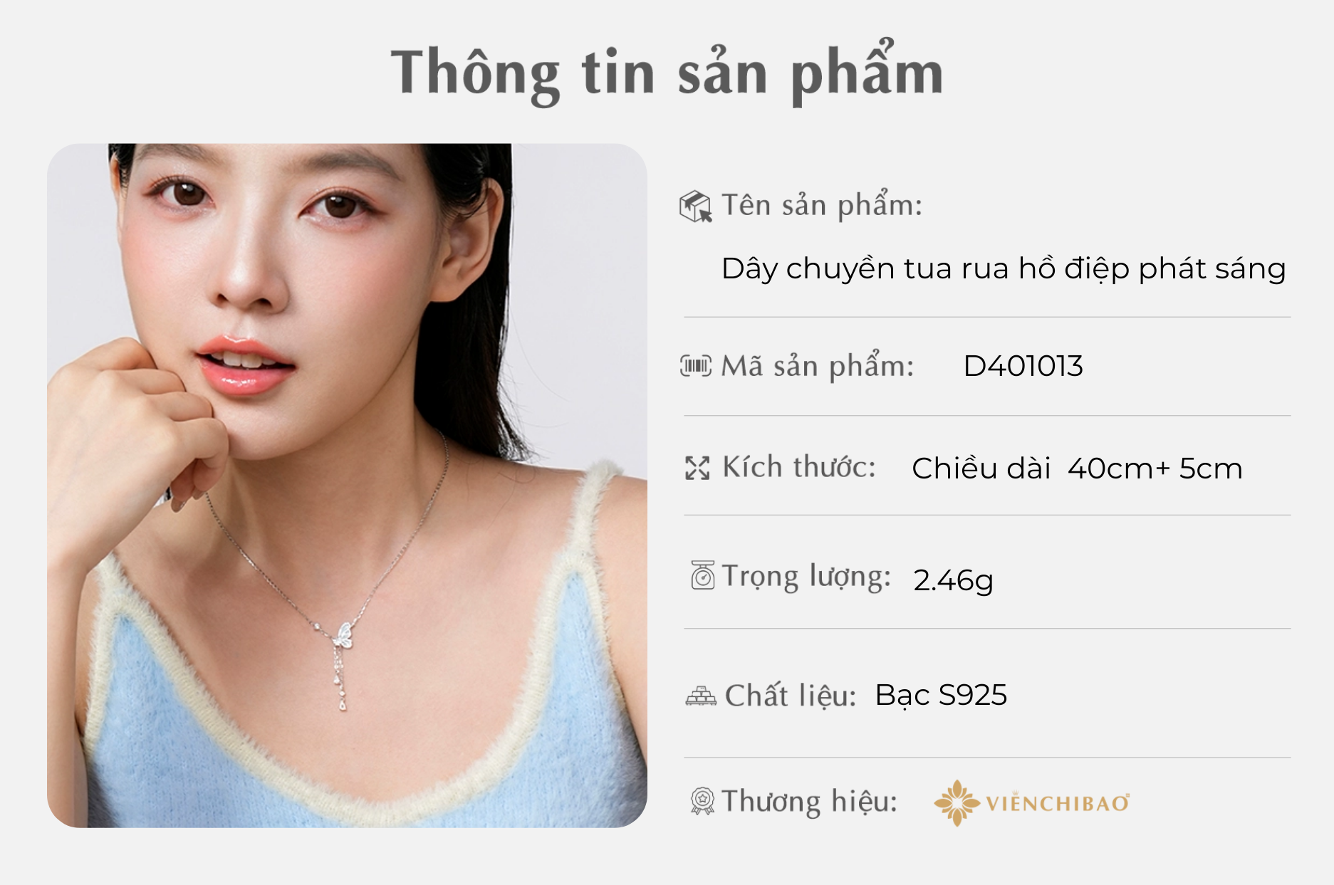 Thông tin Dây chuyền hồ điệp phát sáng