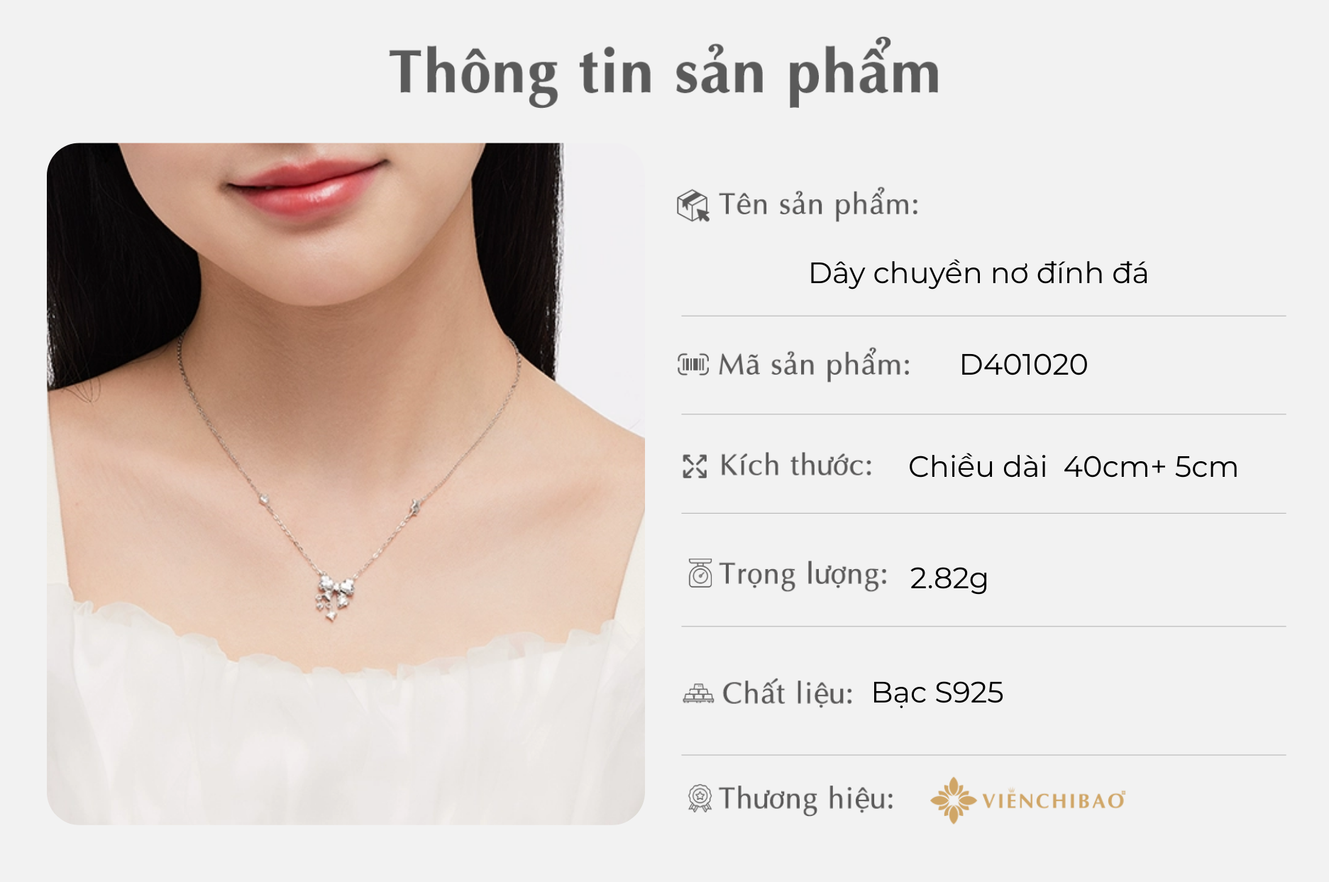 Thông tin dây chuyền nơ đính đá