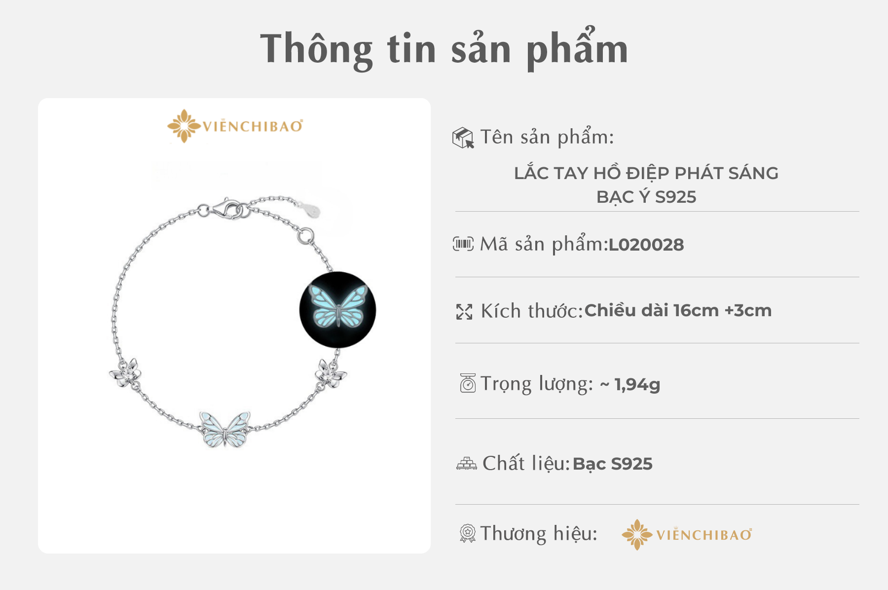 Thông tin sản phẩm Lắc Tay Hồ Điệp