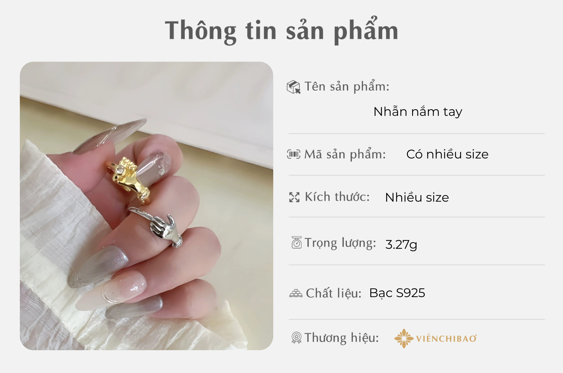 Thông tin sản phẩm nhẫn nắm tay