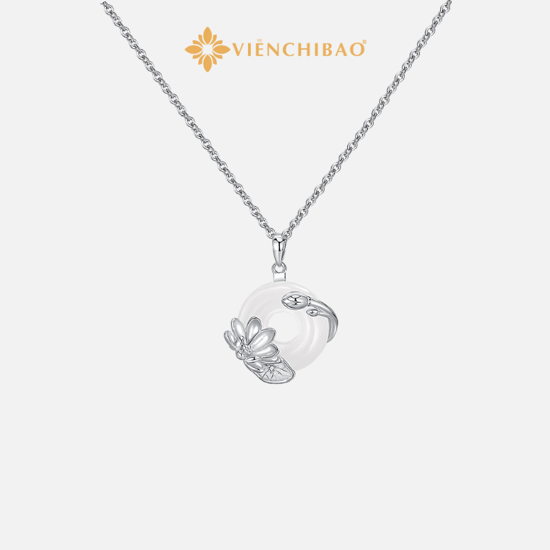 Dây chuyền đá mã não ánh trăng hồ sen