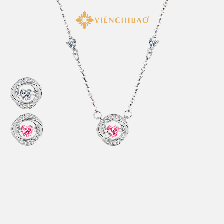 Dây chuyền mặt xoắn S999 đính đá zircon trái tim