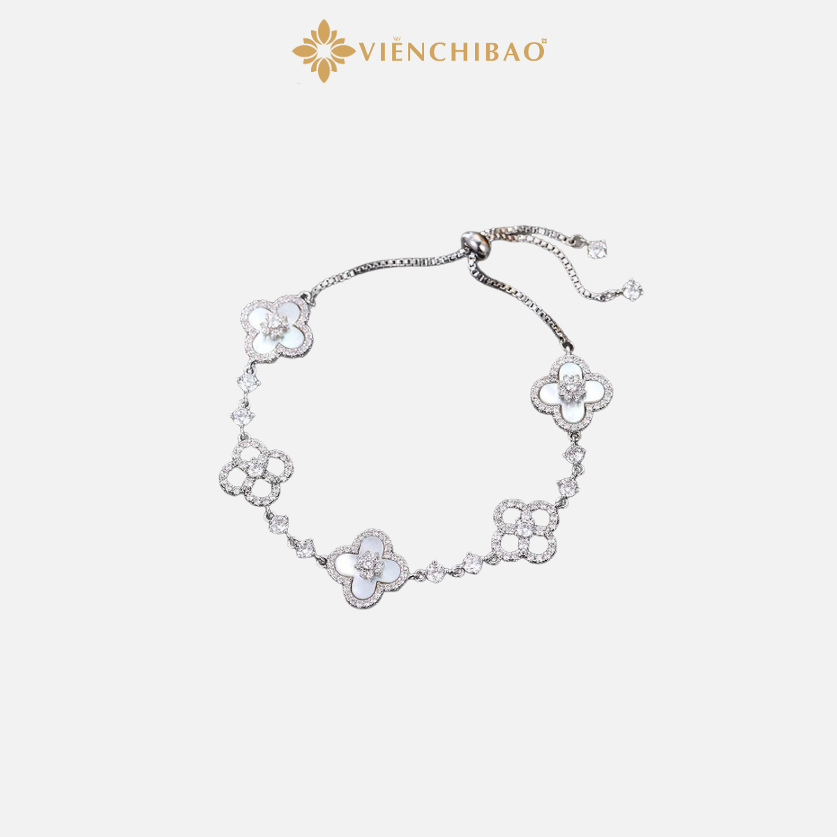 LẮC TAY CỎ 4 LÁ ĐÍNH ĐÁ - VIỄN CHÍ BẢO - L400192-B