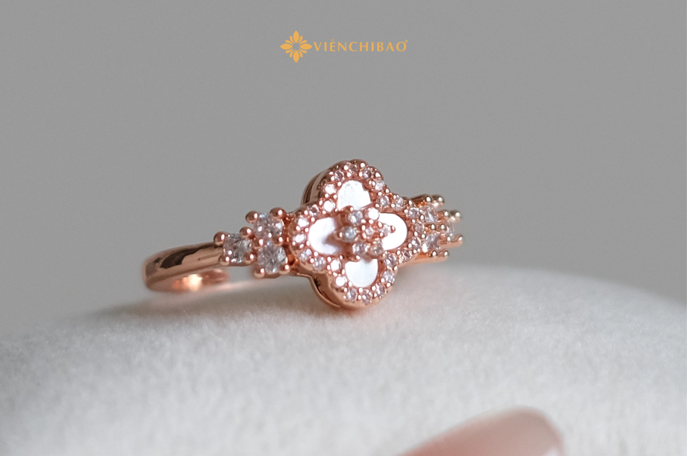 Nhẫn cỏ 4 lá đính đá S925 freesize (3)