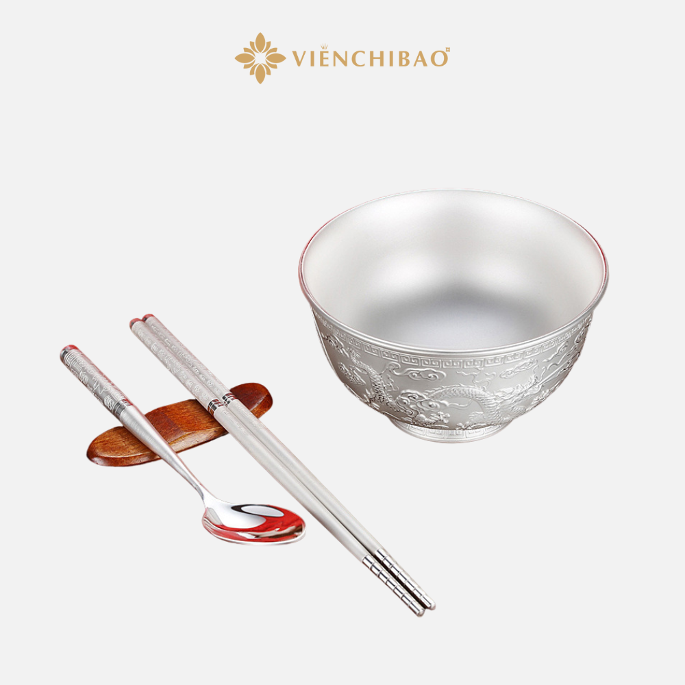 Bộ Bát - Đũa - Thìa Thiên Long Bạc S999