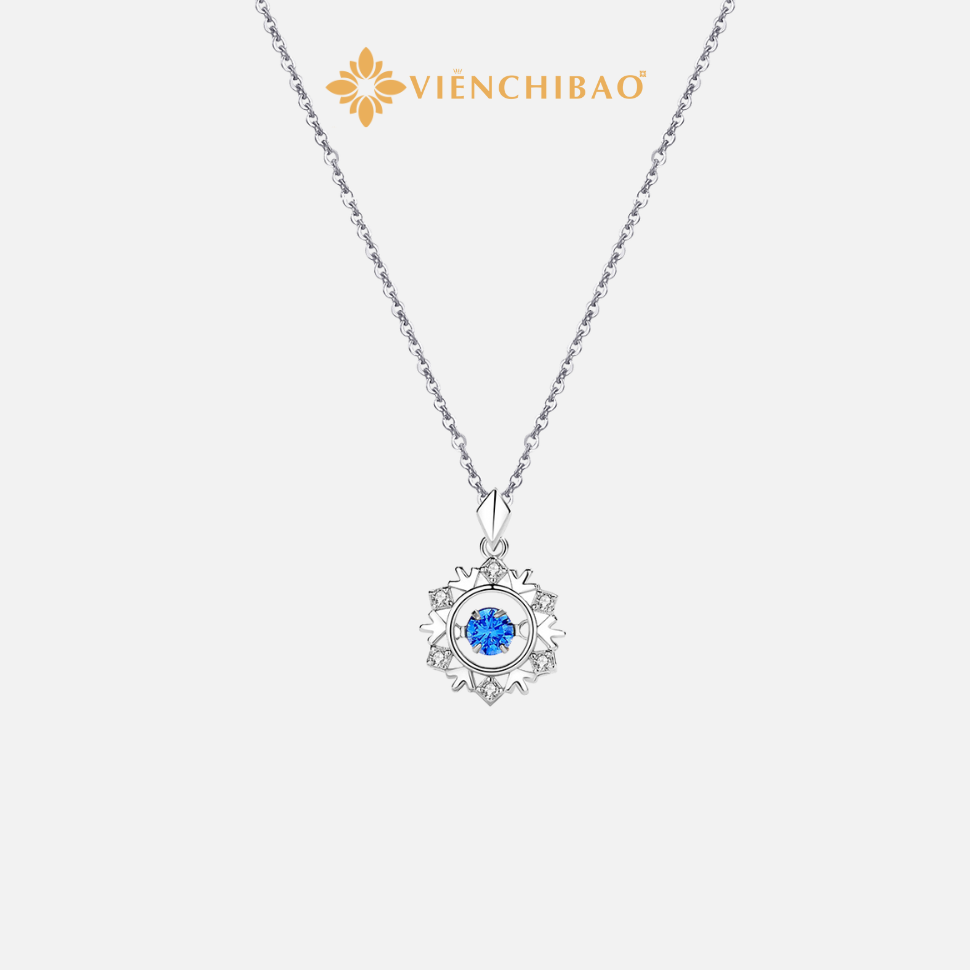 Dây chuyền bông tuyết xanh S925 - Viễn Chí Bảo